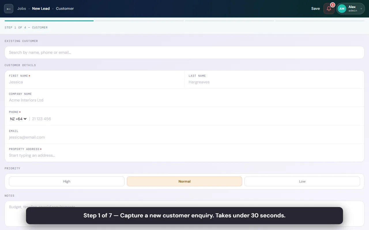 Lead capture screenshot
